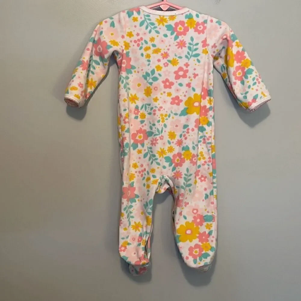 Carter Kid's Multicolor Floral Print Long Sleeve Snap Closure Pajamas